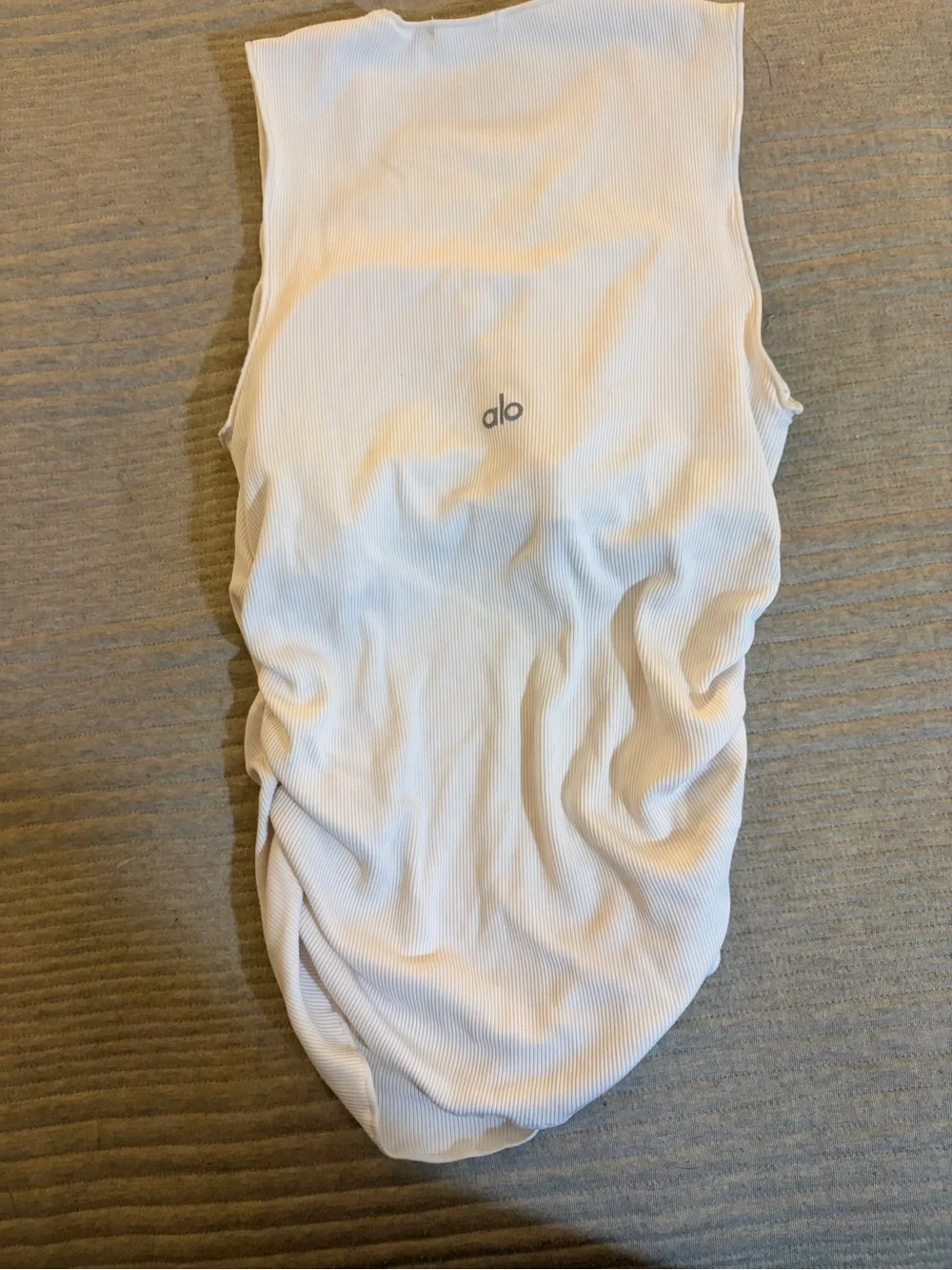 ALO Ribbed En Pointe Tank WHITE SMALL